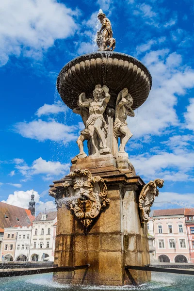 Fountain Premysl Otakar Square Czeskie Budziejowice Czechy — Zdjęcie stockowe