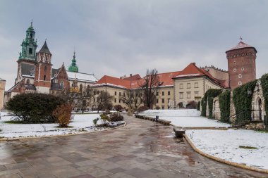 Krakow Wawel Kraliyet Kalesi Kış, Polonya