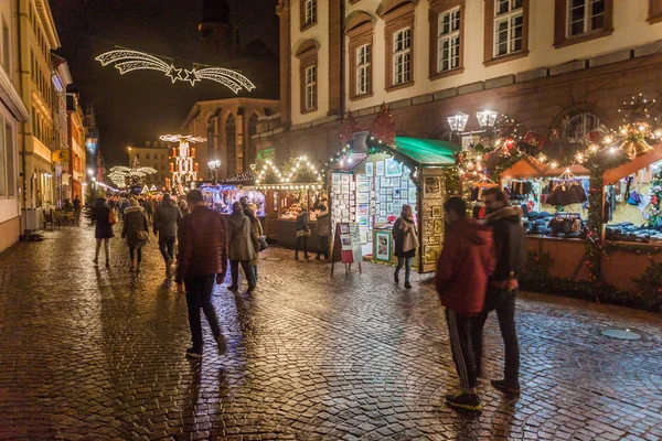 Heidelberg Deutschland 2017 Nächtlicher Blick Auf Den Weihnachtsmarkt Heidelberg — Stockfoto