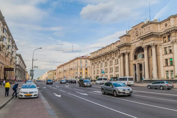 Minsk Belarus Junio 2017 Avenida Independencia Praspiekt Niezalieznasci Minsk Bielorrusia — Foto de Stock