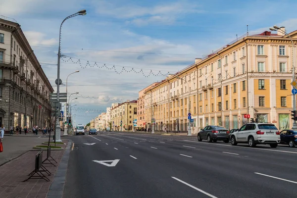 Minsk Vitryssland Juni 2017 Independence Avenue Praspiekt Niezalieznasci Minsk Vitryssland — Stockfoto