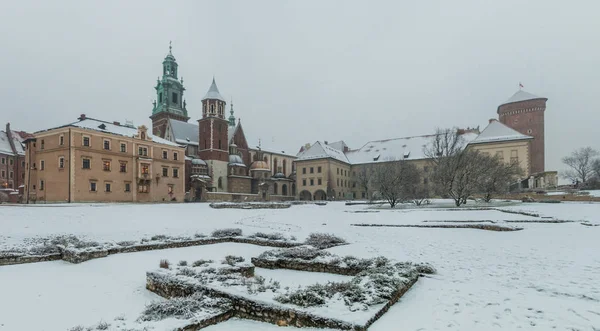 Zimní Pohled Hrad Wawel Krakově Polsko — Stock fotografie