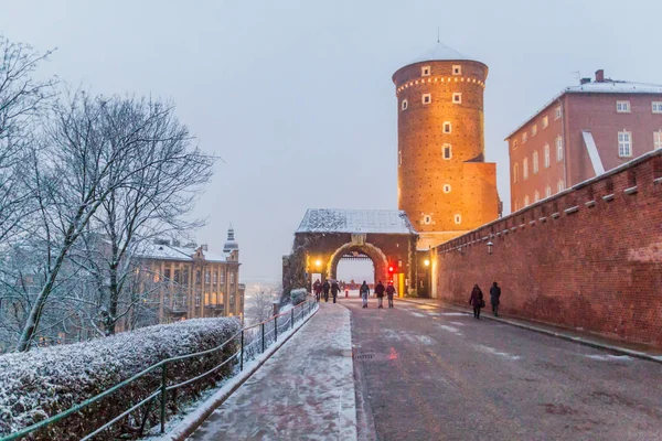 克拉科夫 2017年12月4日 波兰克拉科夫瓦维尔城堡的冬季景观 — 图库照片