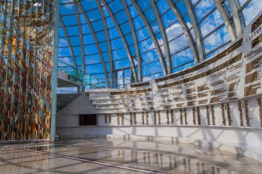 Minsk, Beyaz Rusya - 16 Haziran 2017: Minsk'teki Büyük Vatanseverlik Savaşı Tarihi Belarus Devlet Müzesi'nin İçişleri