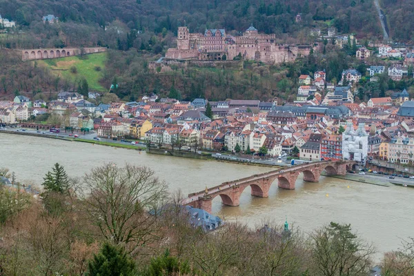 Letecký Pohled Heidelberg Hradem Německo — Stock fotografie