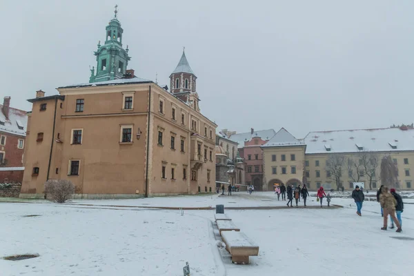 Krakow Poland Декабря 2017 Зимний Вид Вавельский Замок Кракове Польша — стоковое фото