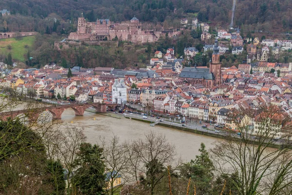 Letecký Pohled Heidelberg Hradem Německo — Stock fotografie
