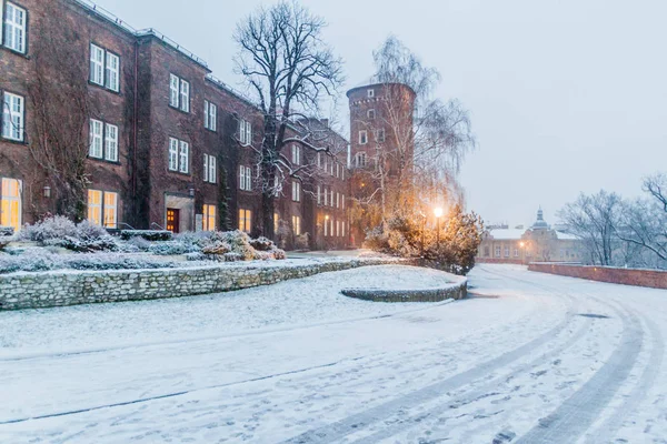 Zimní Výhled Hrad Wawel Krakově Polsko — Stock fotografie