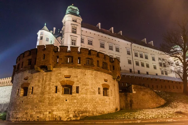 Vista Noturna Castelo Wawel Cracóvia Polônia — Fotografia de Stock