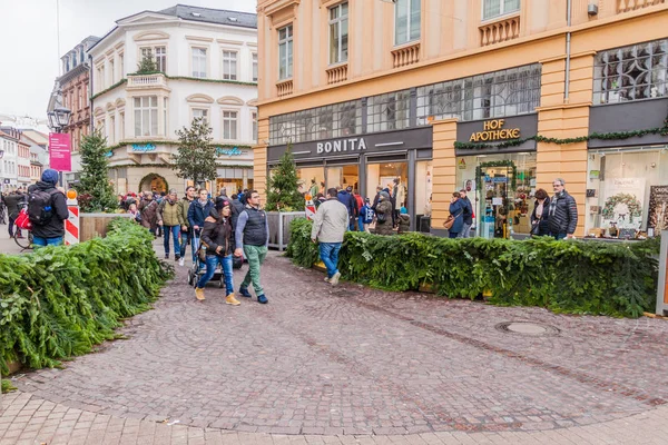 Heidelberg Germania Dicembre 2017 Barriere Sicurezza Nella Strada Pedonale Hauptstrasse — Foto Stock