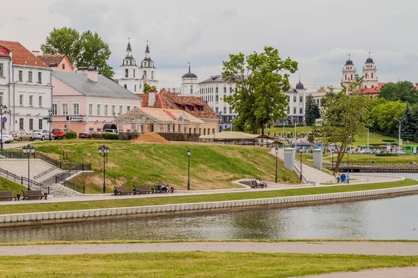 Minsk Belarus Juin 2017 Vue Sur Rivière Svislach Banlieue Trinité — Photo