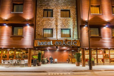 La Massana, Andorra - 26 Ekim 2017: La Massana köyündeki Otel Sihri.