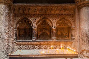 Geghard, Ermenistan - 6 Temmuz 2017: Ermenistan 'daki Geghard Manastırı