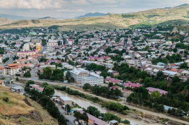 Gürcistan 'ın Akhaltsikhe şehrinin hava manzarası
