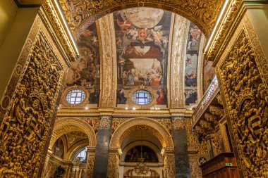 Valletta, Malta - 7 Kasım 2017: Valletta, Malta 'daki St. John Katedrali