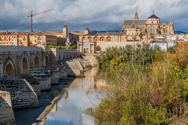 Moské Katedralen Och Romerska Bron Cordoba Spanien — Stockfoto