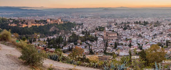 Panorama Granada Tramonto Spagna — Foto Stock