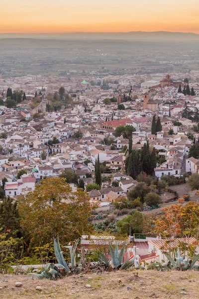 Veduta Aerea Granada Durante Tramonto Spagna — Foto Stock