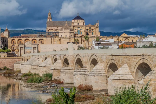 スペインのコルドバにあるモスク 大聖堂とローマ橋 — ストック写真