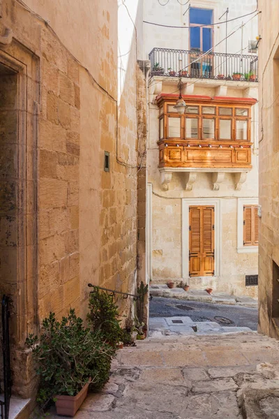 Typisk Smal Gata Birgu Stad Malta — Stockfoto