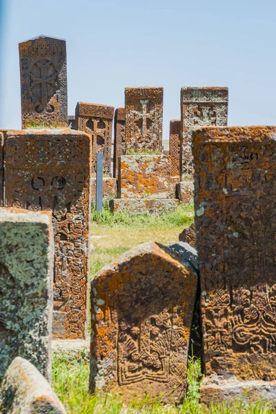 Croci Pietra Conosciute Come Khachkars Vicino Villaggio Noratus Armenia — Foto Stock