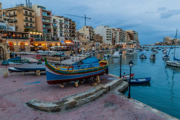 San Giljan Malta Novembro 2017 Barcos Baía Spinola Malta — Fotografia de Stock