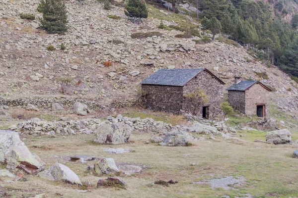 Steinhütten Parc Natural Comunal Les Valls Del Comapedrosa Nationalpark Andorra — Stockfoto