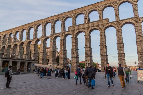 Segovia Spanje Oktober 2017 Zicht Het Romeinse Aquaduct Segovia Spanje — Stockfoto