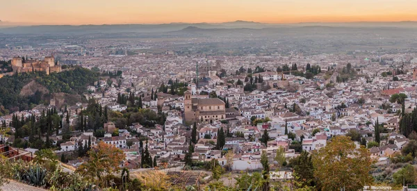 Panorama Granada Při Západu Slunce Španělsko — Stock fotografie