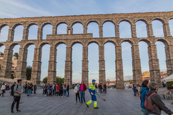 Segovia Spanien Oktober 2017 Utsikt Över Den Romerska Akvedukten Segovia — Stockfoto