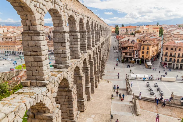Segovia Spanien Oktober 2017 Utsikt Över Den Romerska Akvedukten Segovia — Stockfoto