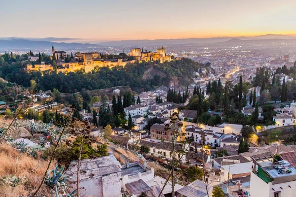 Alhambra Grenade Coucher Soleil Espagne — Photo