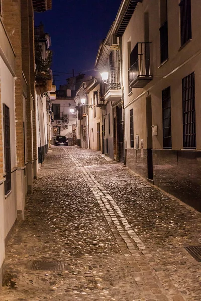 Abend Der Engen Gasse Zentrum Von Granada Spanien — Stockfoto