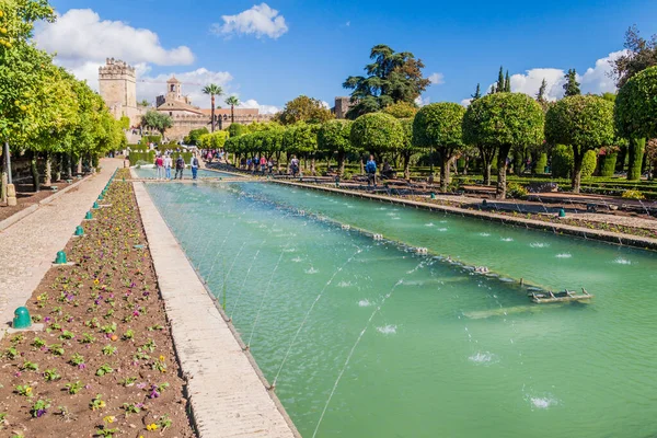 Cordoba Espanha Novembro 2017 Fontes Alcazar Los Reyes Cristianos Córdoba — Fotografia de Stock