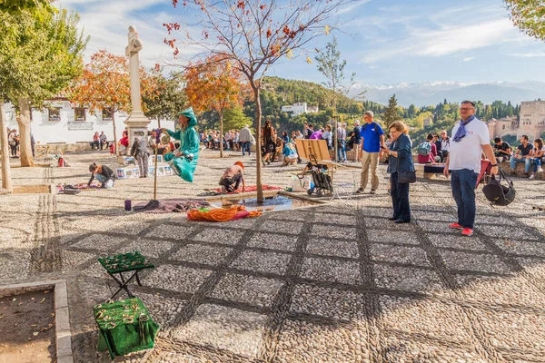 Granada Spagna Novembre 2017 Persone Punto Vista Mirador San Nicolas — Foto Stock