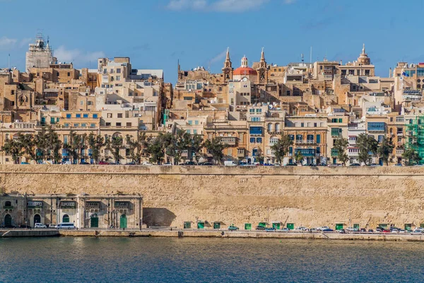 Panoramę Miasta Valletty Stolicy Malty — Zdjęcie stockowe