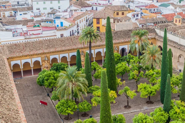 Vista Aérea Córdoba Con Patio Mezquita Catedral Llamado Patio Los — Foto de Stock