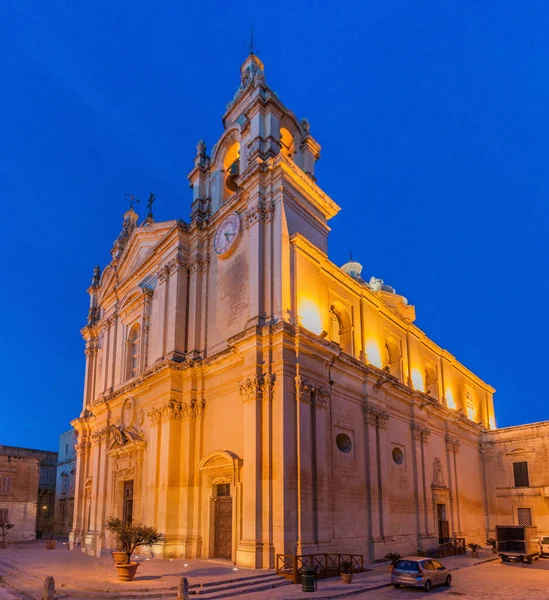 Szent Pál Katedrális Mdina Erődített Városban Málta Északi Régiójában — Stock Fotó