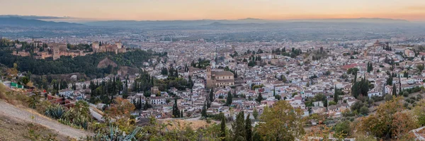 Panorama Granada Tramonto Spagna — Foto Stock