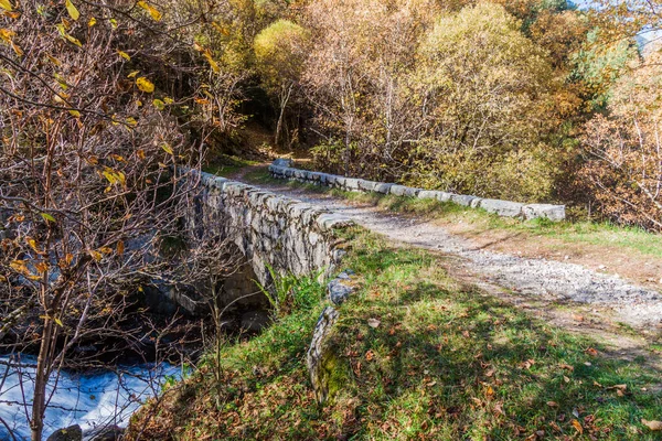 Μικρή Πέτρινη Γέφυρα Στην Κοιλάδα Madriu Perafita Claror Ανδόρα — Φωτογραφία Αρχείου