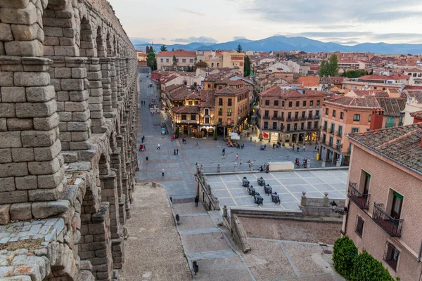 Segovia Španělsko Října 2017 Pohled Římský Akvadukt Segovii Španělsko — Stock fotografie