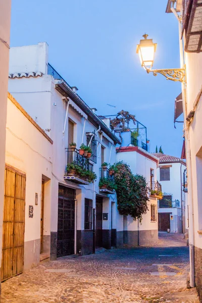 Noche Las Calles Del Barrio Albaycin Granada España — Foto de Stock