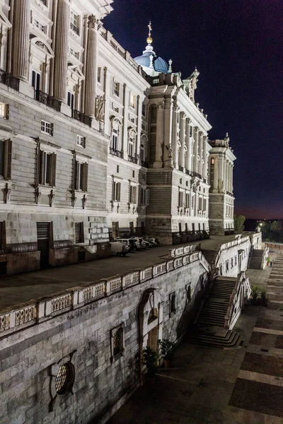 Vista Nocturna Del Palacio Real Madrid España — Foto de Stock