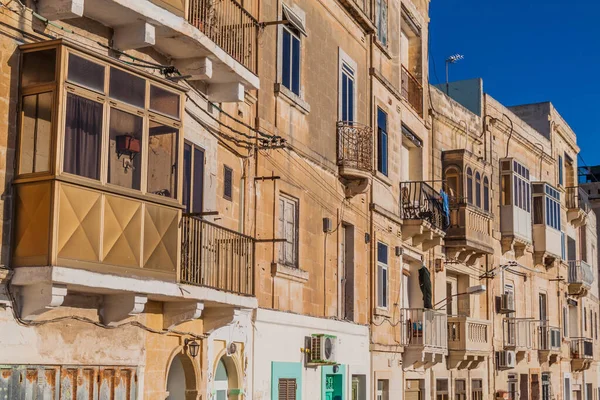 Senglea Malta Tipik Malta Balkonları Gallarija — Stok fotoğraf