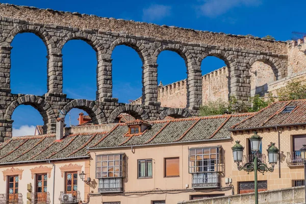 Utsikt Över Romerska Akvedukten Segovia Spanien — Stockfoto
