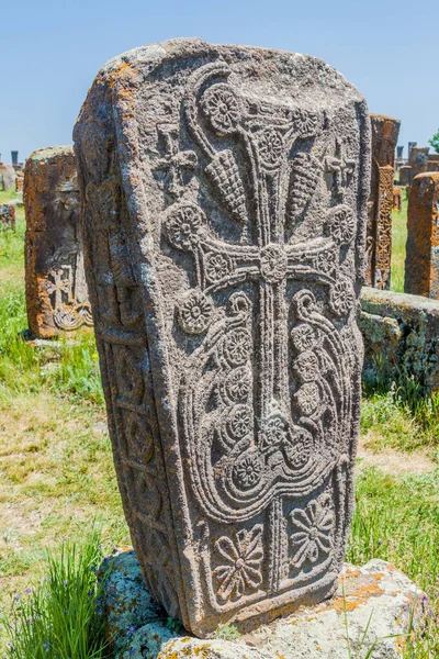 Кам Яний Хрест Відомий Хачкар Поблизу Села Норатус Вірменія — стокове фото