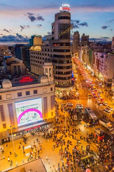 Madrid Spagna Ottobre 2017 Serata Calle Gran Plaza Del Callao — Foto Stock