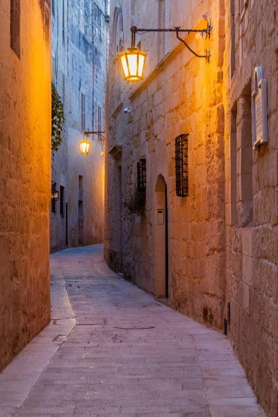 Calle Estrecha Ciudad Fortificada Mdina Región Norte Malta — Foto de Stock