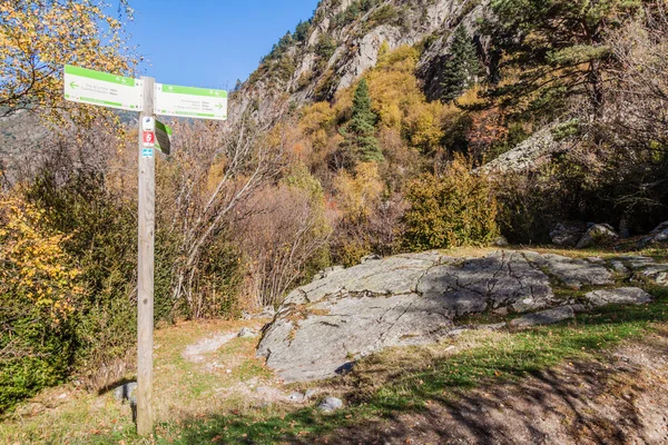 Turistické Značky Údolí Madriu Perafita Claror Andorra — Stock fotografie
