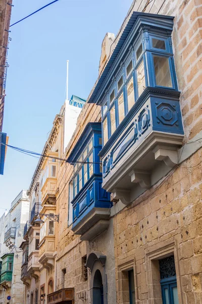 Balcones Típicos Malteses Gallarija Ciudad Birgu Malta — Foto de Stock